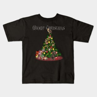 Meowy Christmas Tree Kids T-Shirt